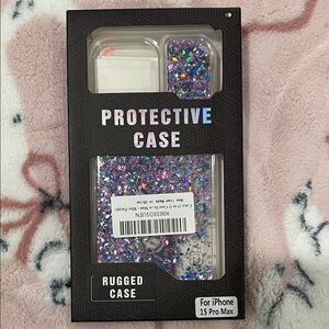Rugged Protective Case for iPhone 15 Pro Max - Glitter Purple